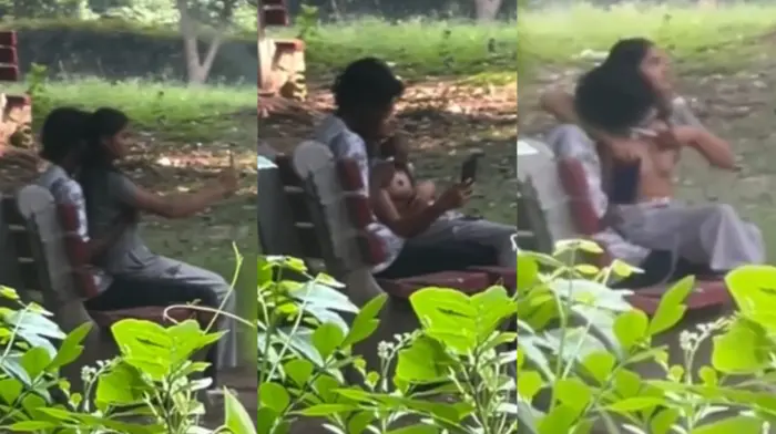 Delhi Young Couple GF Boobs In Park Outdoor Hot Video